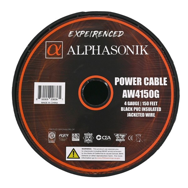 Main product image for Alphasonik AW4150G 4 Gauge Ground Wire Roll 150 ft Black268-716